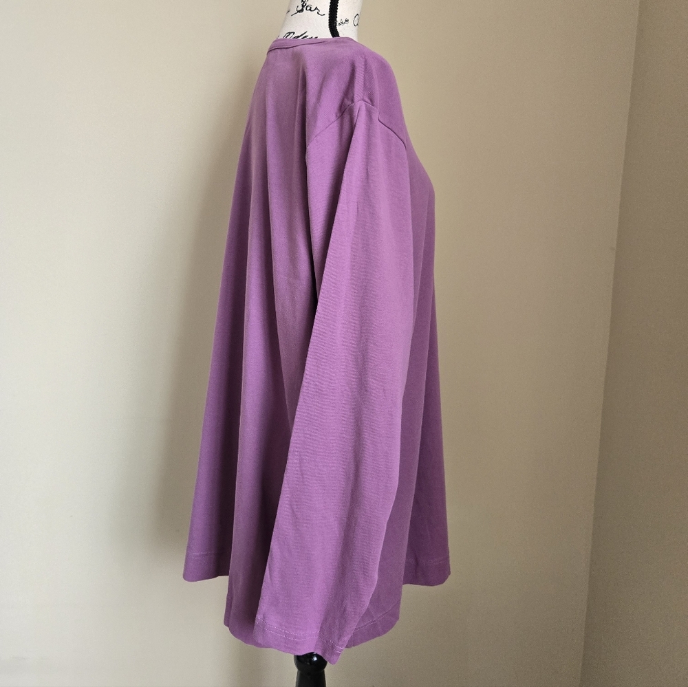 Duluth Trading Co Long Sleeve Tee Womens 3X Purple Cotton Crew Neck - Picture 3 of 10